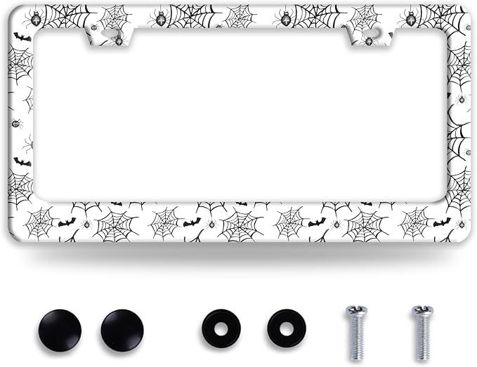 Personalized Bats License Plate Frame Spider Web License Plate Frames Funny by NINANMY
