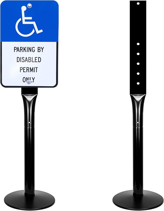 Parking Sign Post 48" Heavy Duty Cast Iron Parking Signs Stand, Movable Sign - Image 9