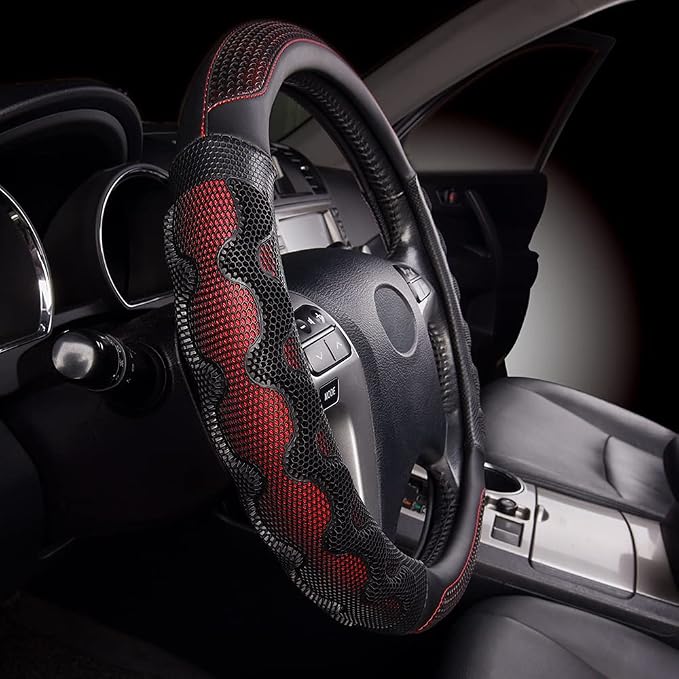 Flying Banner car Steering Wheel Cover Faux Leather Massage Universal fit 3D - Image 3