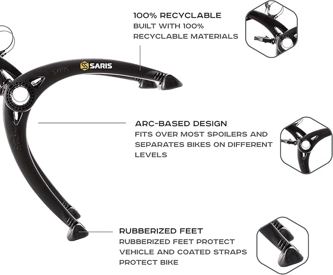 Saris Bones 3-Bike Trunk Rack Bicycle Carrier, Anti-Sway Straps, Fits Most - Image 3