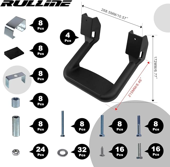 RULLINE Black Powder Coated Truck Side Step Set - Image 2