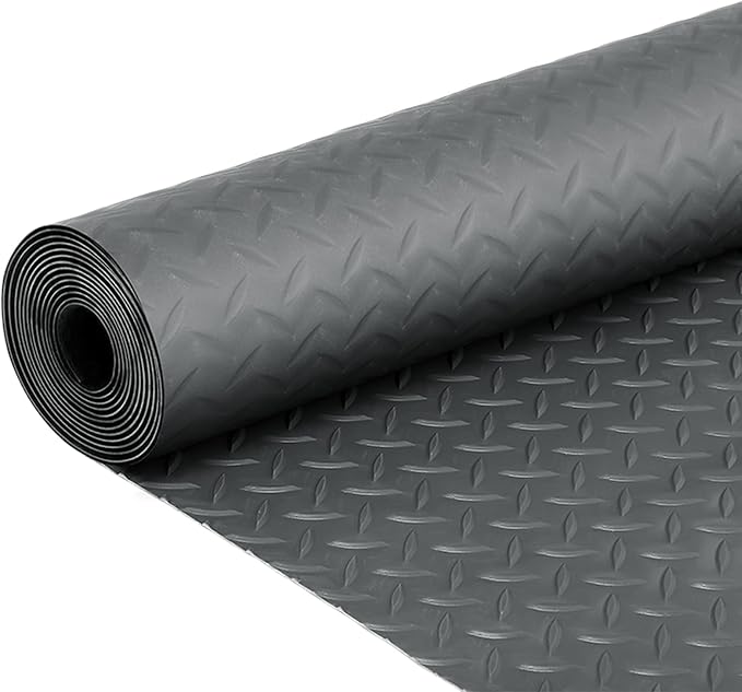 7.5 x 17 FT Garage Floor Mat, Thickened Diamond Plate PVC Garage Parking Mat by Dollate