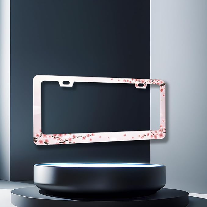Cherry Blossom License Plate Frame Floral Pink Flowers License Plate Holder - Image 3