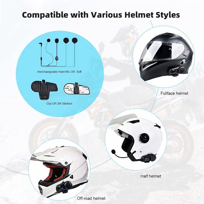 Fodsports FX6 Motorcycle Bluetooth Headset, 6 Riders Group Motorbike Bluetooth - Image 8