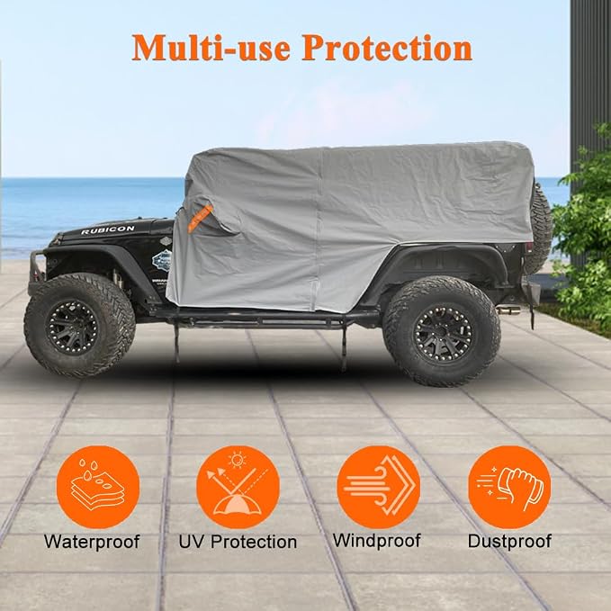Cab Cover for Jeep Wrangler JK JL 4 Door 2007-2025, Waterproof Wrangler Rain - Image 4