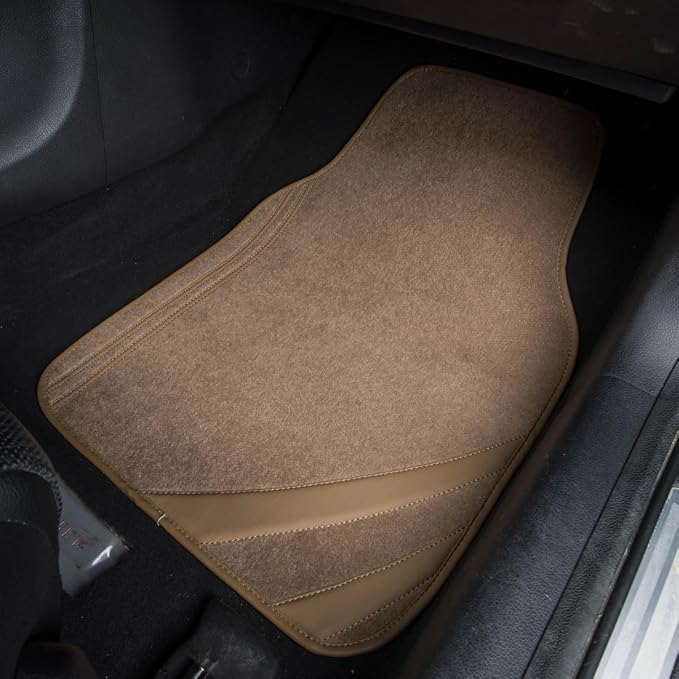 CAR PASS Beige Car Floor Mats, Edge Leather Waterproof Car Mats - Image 5