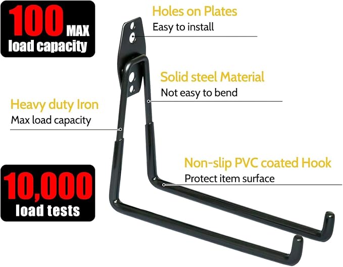 WMK 7.3'' Heavy Duty Garage Hooks, 6 Pack Wall Mount Garage Storage Hooks - Image 3