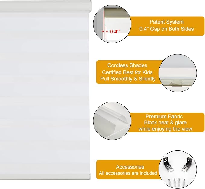 Persilux Cordless Zebra Blinds for Windows Free-Stop Roller Windows Shades Dual - Image 2