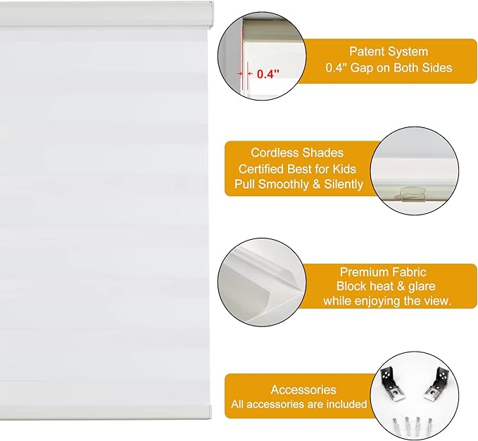 Persilux Cordless Zebra Blinds for Windows Free-Stop Roller Window Shades Dual - Image 2
