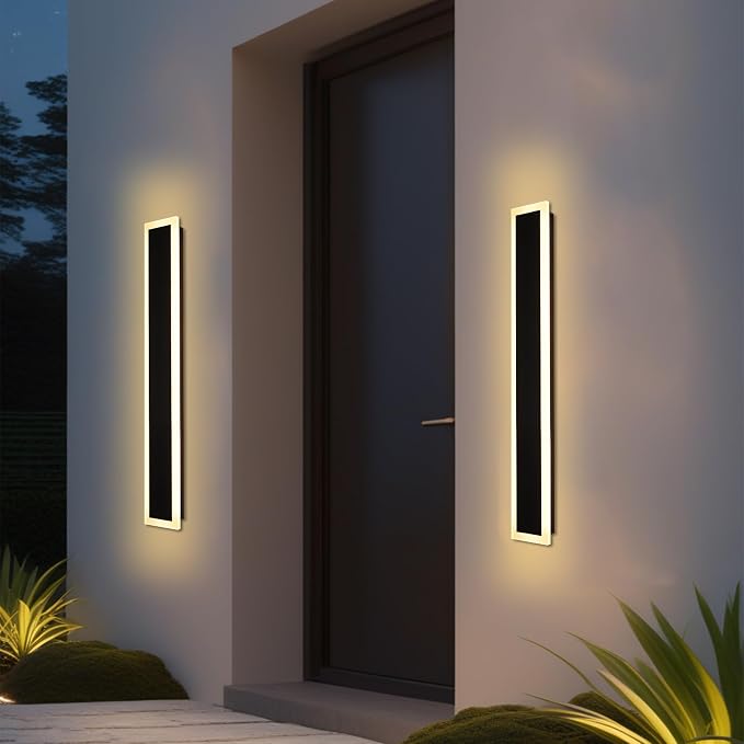 2 Pack Outdoor Wall Light for Porch, 32 inch Modern Led Long Wall Lights Fixture by QueeuQLighting