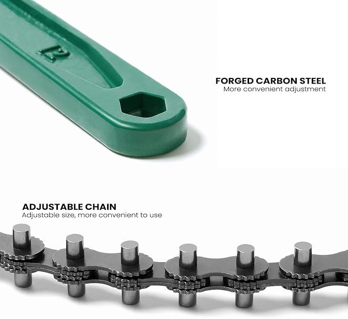 12 Inch Heavy-Duty Ratcheting Chain Wrench, Adjustable Oil Filter Pliers - Image 4