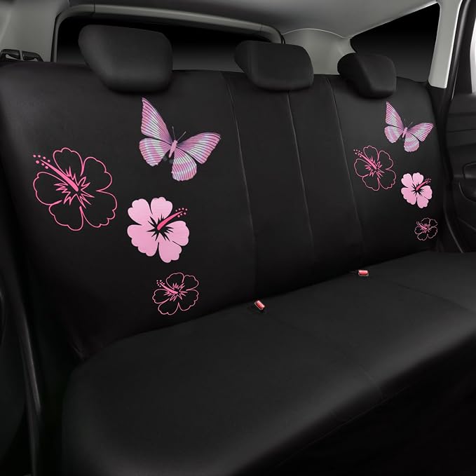 CAR PASS Universal Cloth Butterfly Car Seat Covers Full Set, Embroidered Flower - Image 8