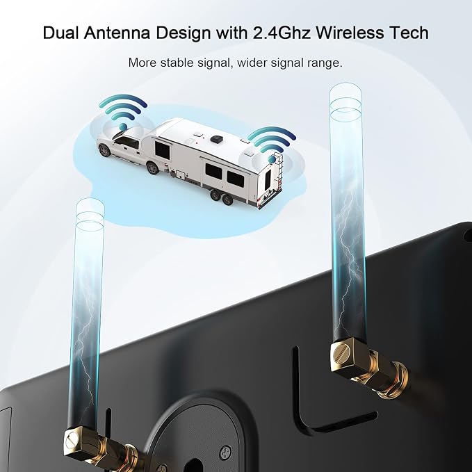 Fookoo HD Wireless RV Backup Cameras System, 1 Rear View + 2 Side Cameras - Image 6