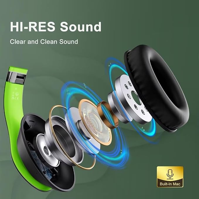 Wireless Bluetooth Headphones Over Ear, 65H Playtime HiFi Stereo Headset - Image 3