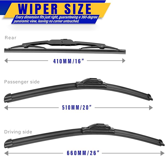3 wipers Replacement for 2008-2019 2020 Dodge Grand Caravan, Chrysler Town & - Image 2