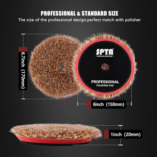 SPTA Wool Polishing Pads, Long Hair Wool Buffing and Polishing Pad Set - Image 5
