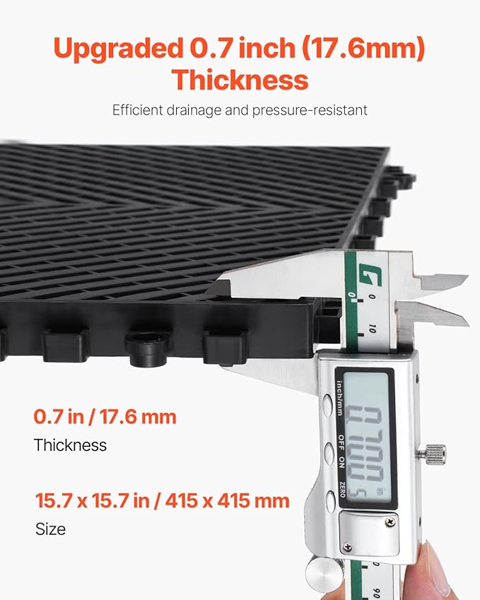 VEVOR Interlocking Drainage Mat, 15.7” x 15.7” Modular Interlocking Cushion - Image 3