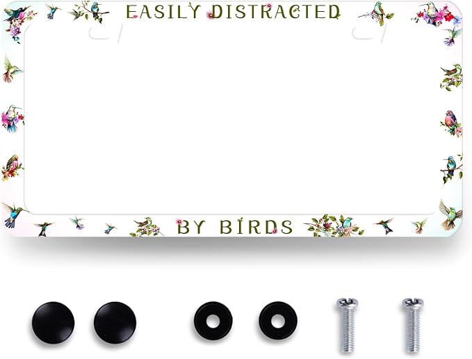 Easily Distracted by Birds License Plate Frame Funny Birds License Plate Holder by MUAWUOIK