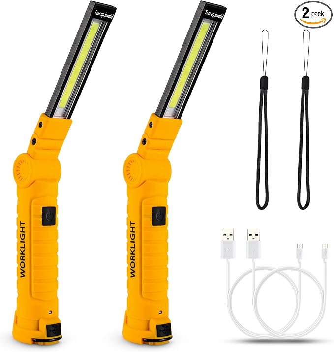Tool Gifts for Men, Rechargeable LED Work Lights 2-Pack, Magnetic Base by Lmaytech