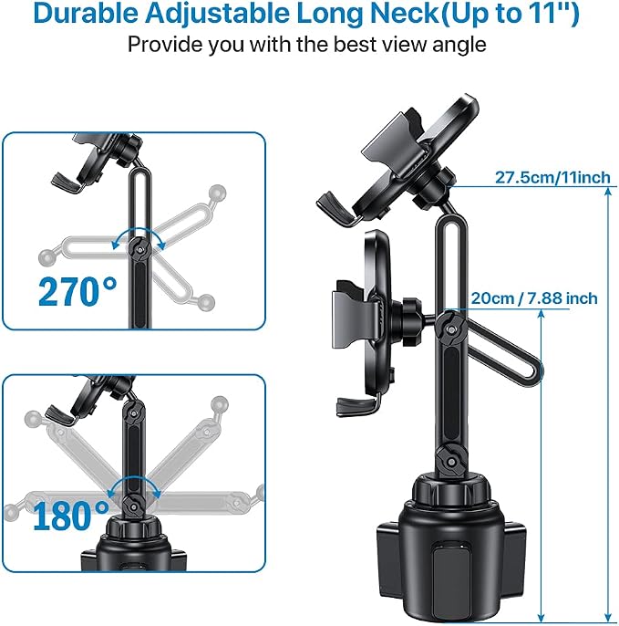 Miracase Cup Phone Holder for Car, Adjustable Long Neck Car Cup Holder Phone - Image 4