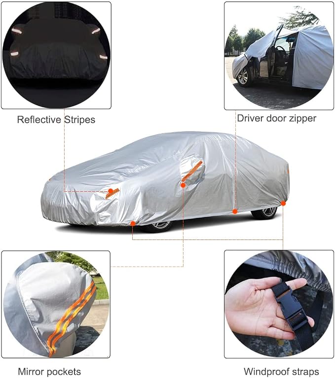 Kayme Car Covers for Automobiles Waterproof All Weather - Image 3