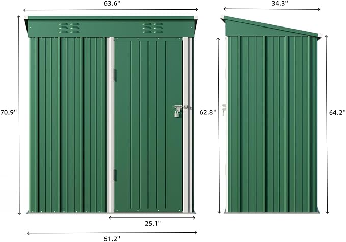Bealife 5' x 3' Outdoor Storage Shed Clearance, Metal Outdoor Storage Cabinet - Image 8