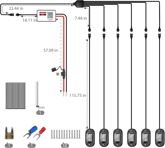 Honalia LED Rock Lights for Trucks 6 pods, RGB Truck Rock Lights - Image 6