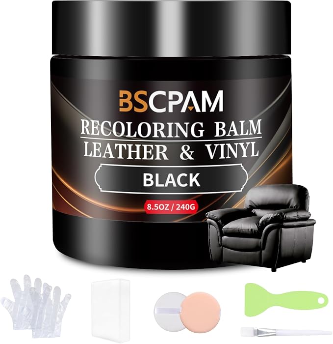 Black Leather Recoloring Balm, Leather Couch Scratch/Stain Remover, Leather by BSCPAM
