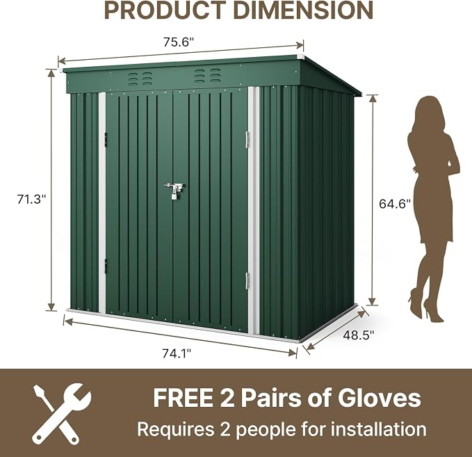 Bealife 6' x 4' Outdoor Storage Shed Clearance, Metal Outdoor Storage Cabinet - Image 8