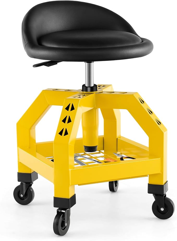 S AFSTAR Shop Stool with Wheels, Height Adjustable Garage Stool with 4 - Image 9