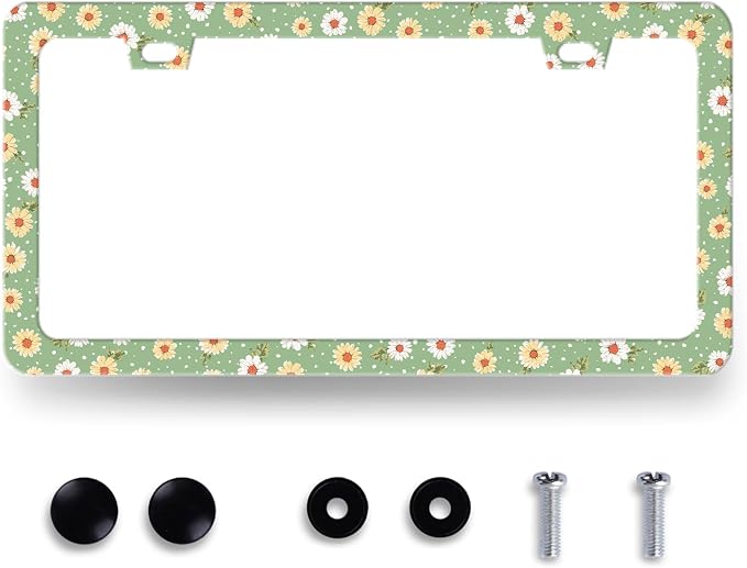 Cute Daisy Floral License Plate Frame Beautiful Flowers License Plate Holder by RNKATIH
