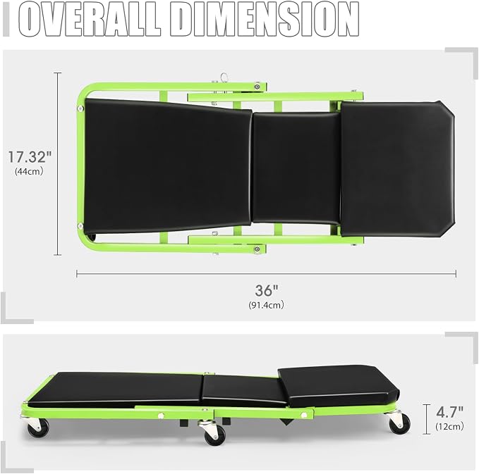 DNA MOTORING 36 Inches 2 IN 1 Rolling Folding Car Creeper/Seat, 150kg Weight - Image 3