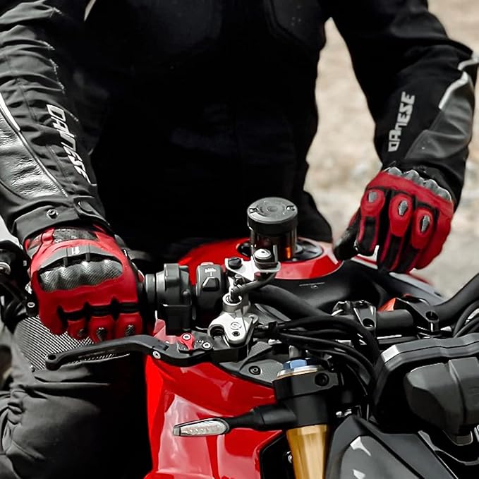 Harssidanzar Breathable Leather Motorcycle Gloves Touchscreen - Image 2
