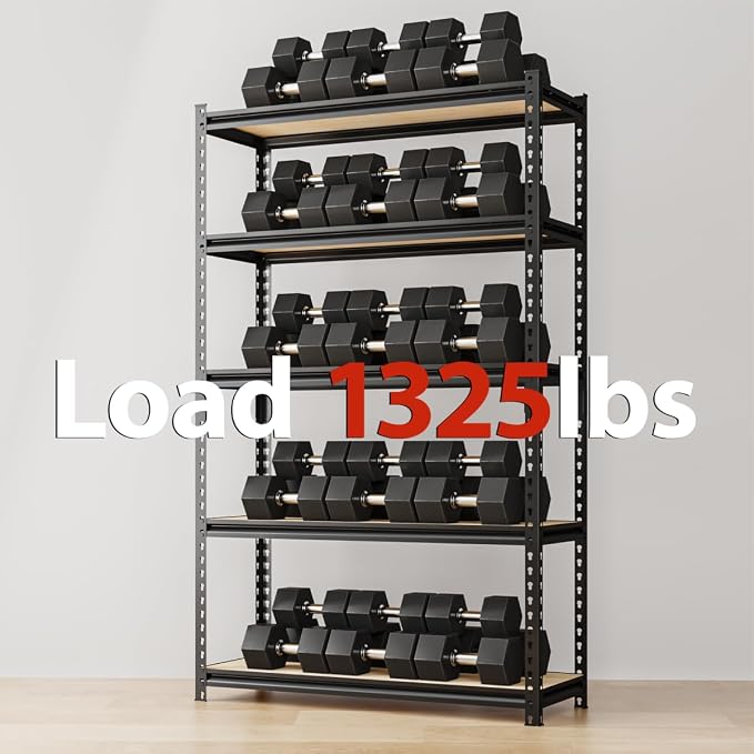 5-Tier Adjustable Metal Storage Shelves Heavy Duty Garage Shelving, Basement & - Image 7