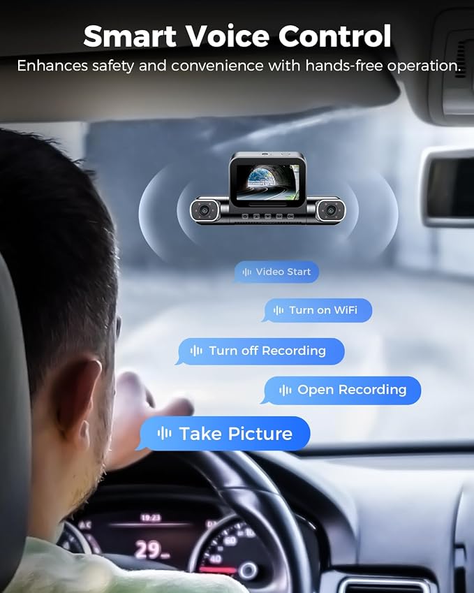 AZDOME 360° 4 Channel Dash Cam, Built-in 128GB eMMC, 2K+1080P*3 Dashcam Front - Image 7
