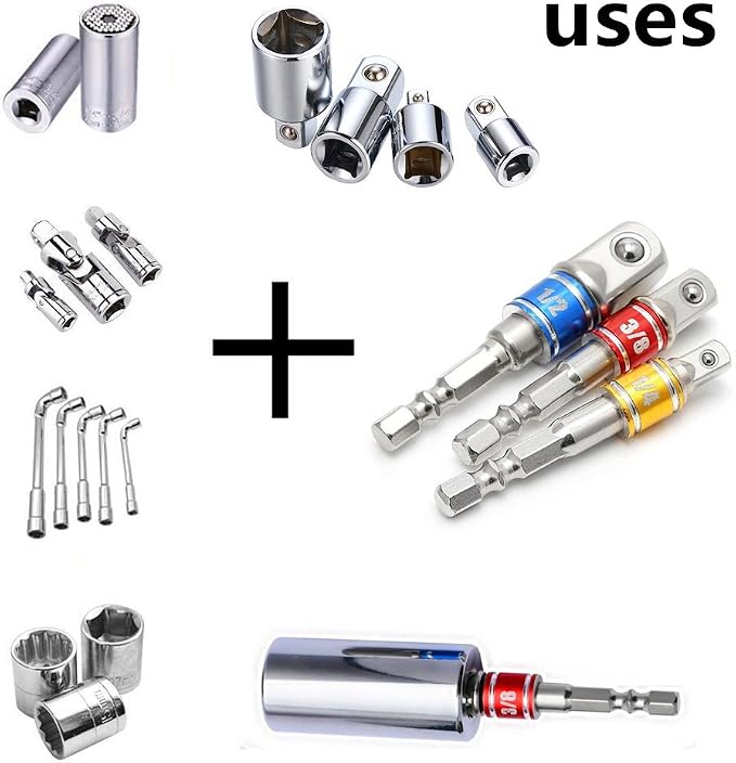 Impact Grade Socket Adapter/Extension Set Turns Power Drill Into High Speed Nut - Image 4