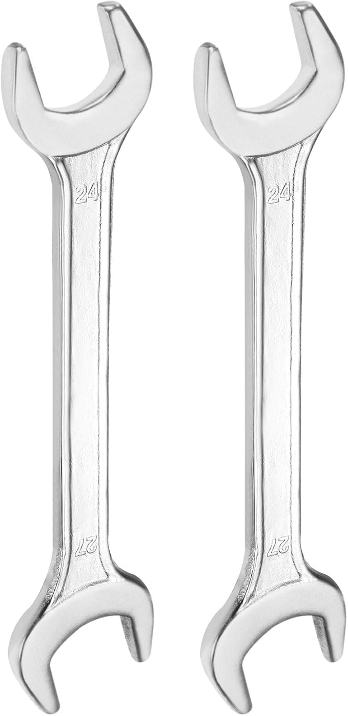 HARFINGTON 2pcs Double Open End Wrench 24mm x 27mm Metric 15 Degree Offset by HARFINGTON