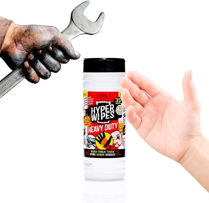 Hyper Wipes, 4 Pack Heavy Duty Hand & Tool Cleaning Wipes, Degreasing, All - Image 4