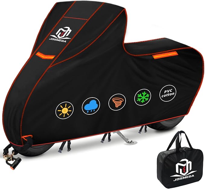Motorcycle Cover | Heavy Duty PVC | Soft Inner Cotton | Waterproof Outdoor | by JosMega