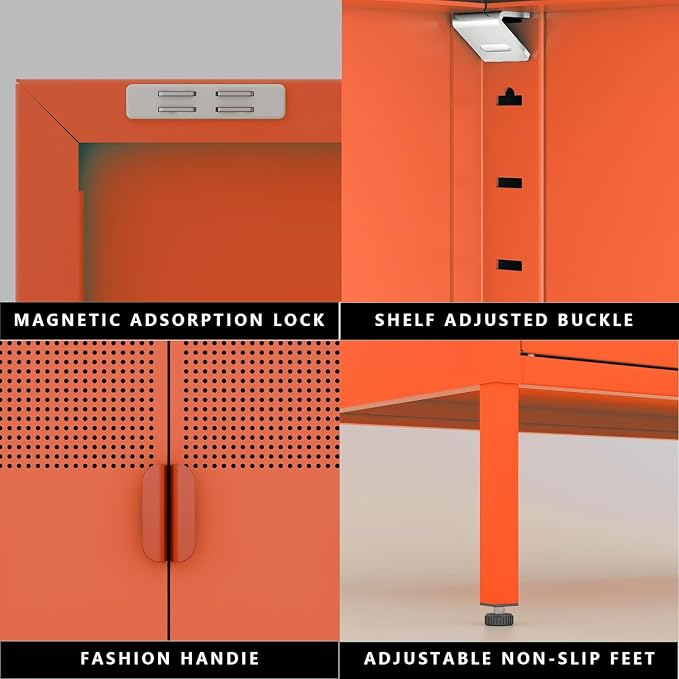 2 Door Accent Cabinet, 2-Tier Shelf, Music Studio - Image 9