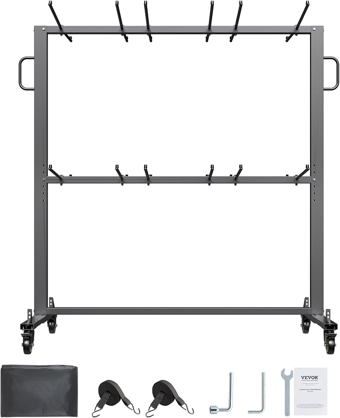VEVOR Folding Chair Rack, 800 LBS Capacity, Heavy-Duty Chair Cart - Image 9