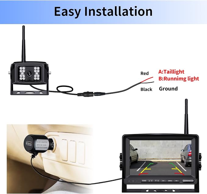 Digital Wireless Backup Camera System Kit, IP69 Waterproof Wireless Rear View - Image 6