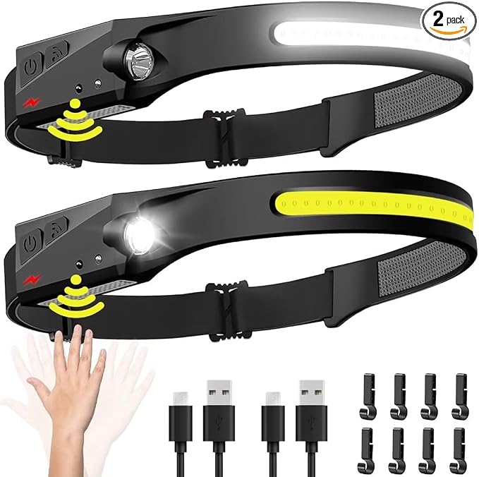 Headlamp Rechargeable 2PCS, 230° Wide Beam Head Lamp LED by BIAT