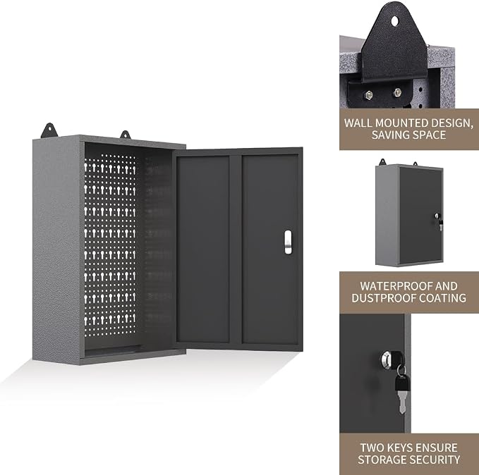 JZD Steel Wall Mount Storage Garage Cabinet, Metal Hanging Tool Cabinets - Image 4