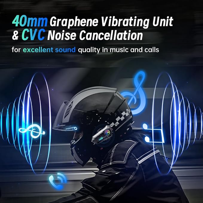 Motorcycle Helmet Bluetooth Headset, Outdoor Wireless Bluetooth 5.3 Headphone - Image 3