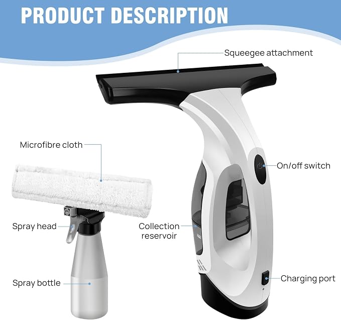 Handheld Window Vacuum Cleaner, Small Rechargeable Window Vacuum Cleaner - Image 6