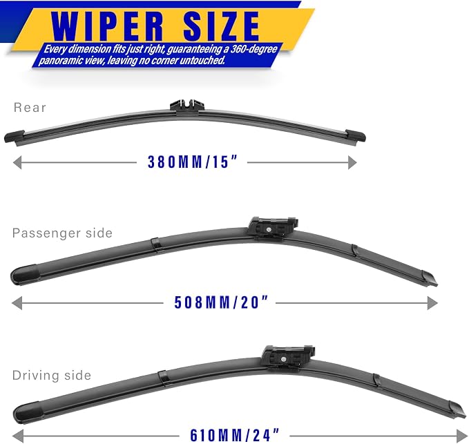 3 wipers Replacement for 2016-2022 Volvo XC90, Windshield Wiper Blades Original - Image 2