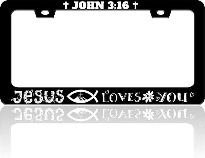John 3:16 License Plate Frame Jesus Loves You License Plate Holder Christian by TINALUIN