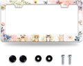 Cat License Plate Frame Beautiful Butterflies Flowers License Plate Holder by NEWCOCO