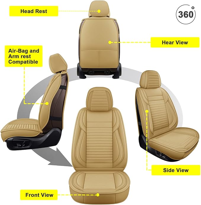 LINGVIDO Car Seat Covers, Breathable and Waterproof Faux Leather Automotive - Image 5